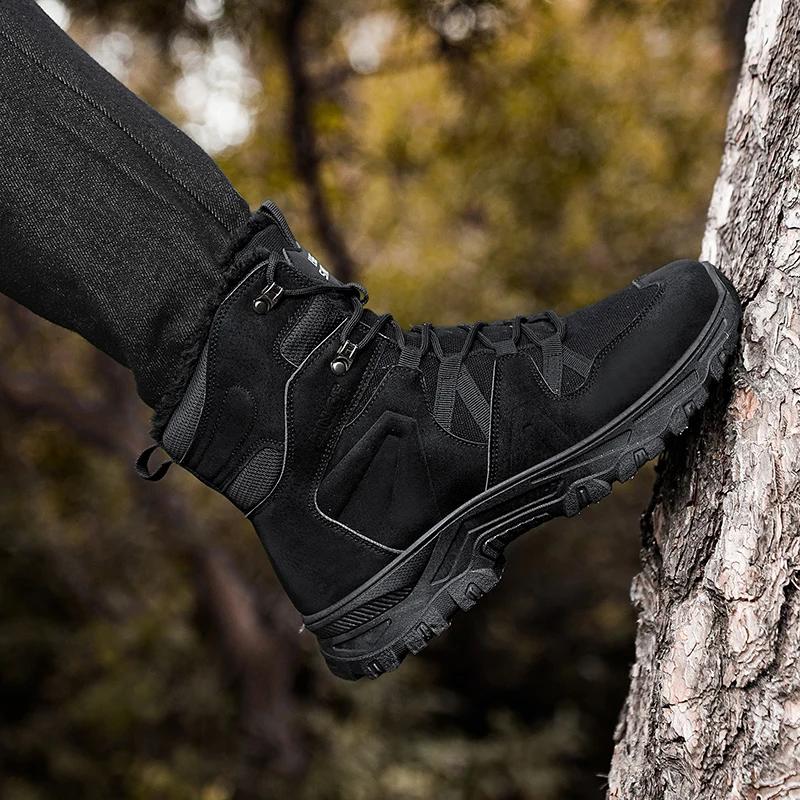 Men's Snow Boots Anti Slip Wear-resistant Combat Military Boots Outdoor Camping Hiking Hunting and Plush Hiking  Mountaineering