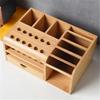 Wooden Multifunctional Storage Box Screwdriver Tweezers Multi Compartments Desktop Stationary Small Pens Markers Brushes Tools