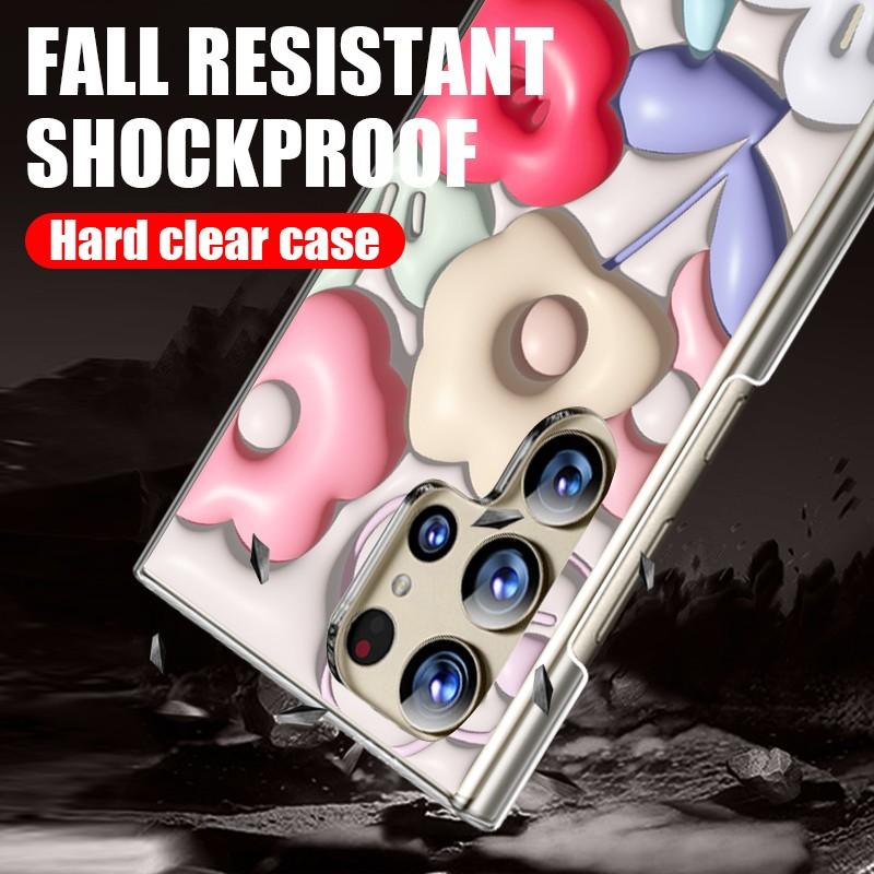 Do Samsung S24 S22 Ultra Plus S23 S21 S20 Fe A55 A35 A25 A15 A54 A34 A53 5g Relief Olej Malowanie Kwiaty Wzór Wstrząsoodporny Pc Twardy Smukły Telefon Etui