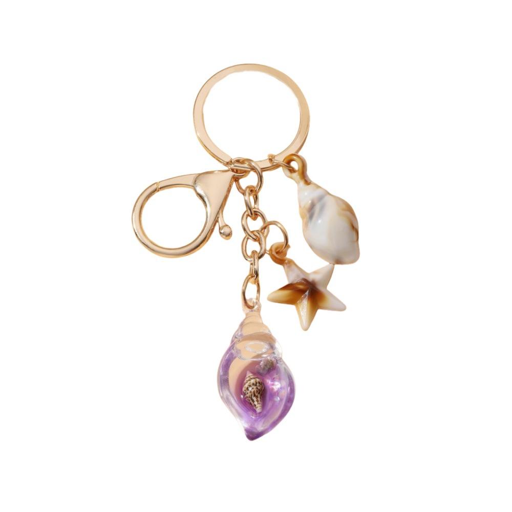 Backpack Decor Luminous Conch Keychain Bohemian Style Starfish Shell Keyring  Beach Jewelry