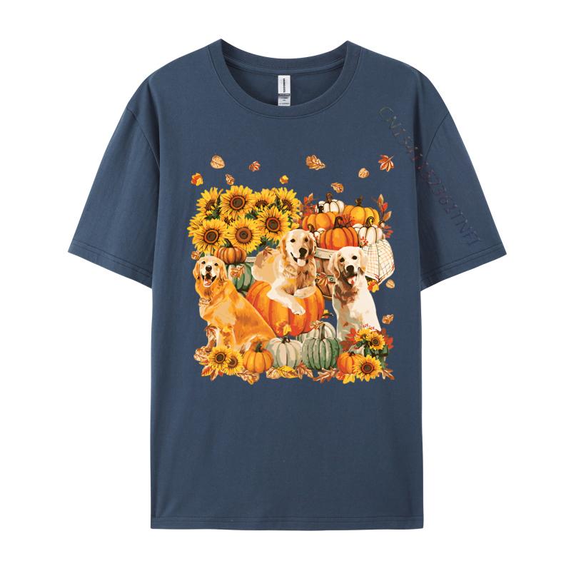 Dog Golden Retriever Autumn Vintage T Shirt Cotton Tops Shirts for Adult Japan Style Plain T Shirts Wholesale