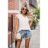 2026 Summer New Women's V-neck T-shirt with Hollow Out Short Sleeves Casual Top