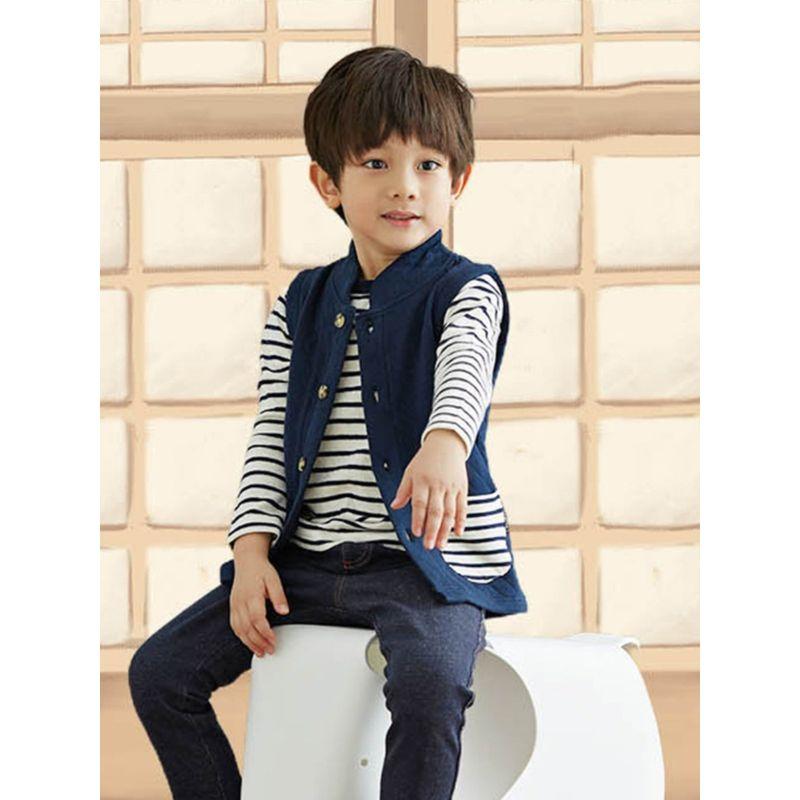 Japanese-Style Cotton-Padded Waistcoat for Spring and Autumn Tops Children's Clothing