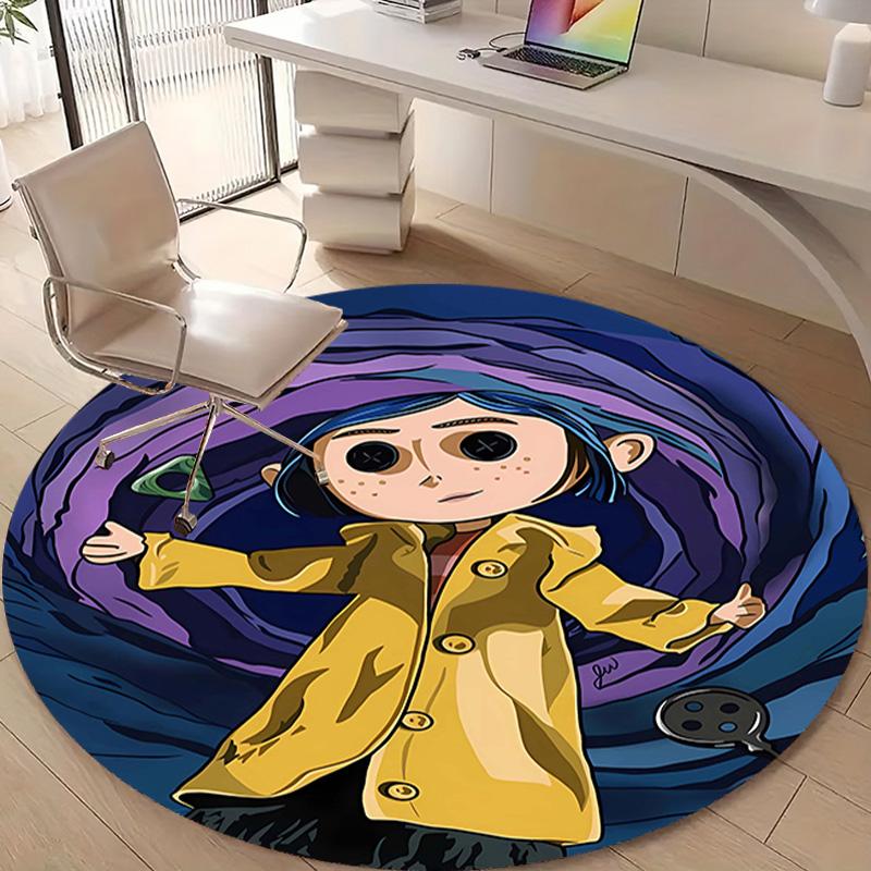 1pc Coraline (5) Design Printed Area Round Carpet for Bedroom Living Room Home Decor Rugs Mat Non Slip Mat Rug for Bedside