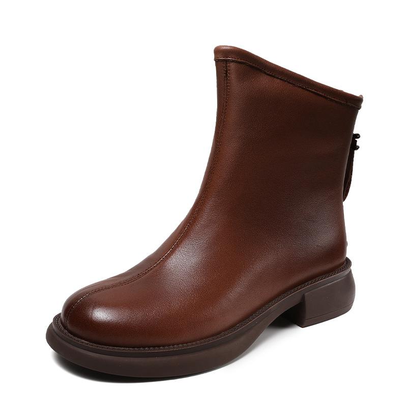 First layer cowhide Chelsea boots women's 2025 autumn and winter new retro polished rubber sole leather women's leather boots