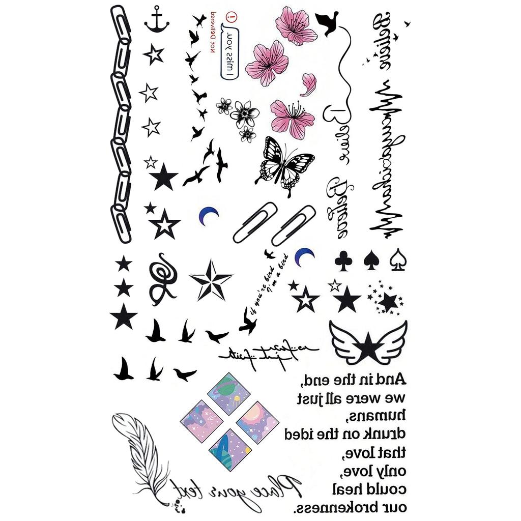 Y2K Sexy Butterfly English Cross Finger Waist Belly Tattoo Sticker Holiday Party Decoration Sticker