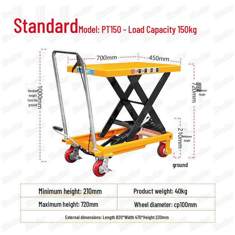 Electric Hydraulic Scissor Lift Cart - Mobile Flatbed Trolley