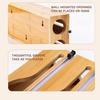 Wall-Mounted Bamboo Foil & Cling Film Cutter with Storage Compartments and Slide Knife