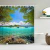Nature Landscape Shower Curtain 3D Dolphin Shell Beach Scenery Bathroom Curtain Home Decor Waterproof Polyester Bath Accessories