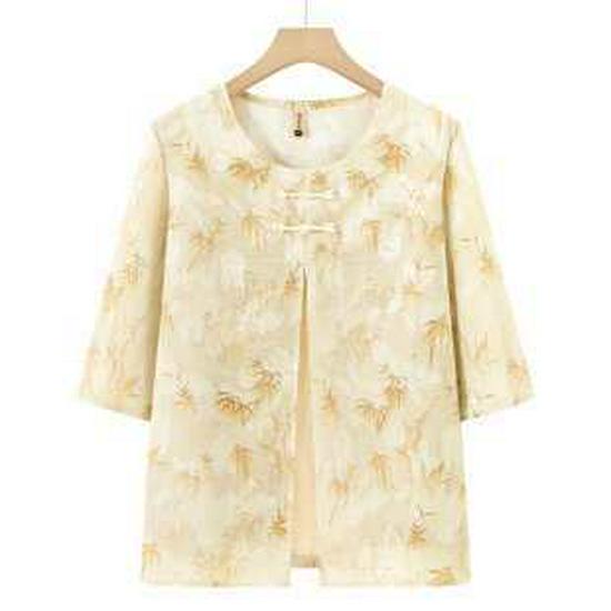 

Grandma s Summer Chiffon T-Shirt - Short Sleeves for Middle-Aged & Elderly Women 3XL жёлтый