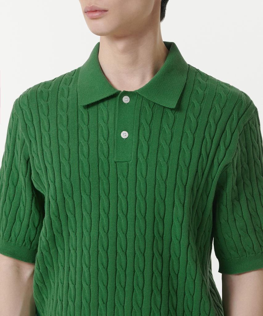 MUSINSA STANDARD Cable Knitted Polo Shirt [Irish Green]