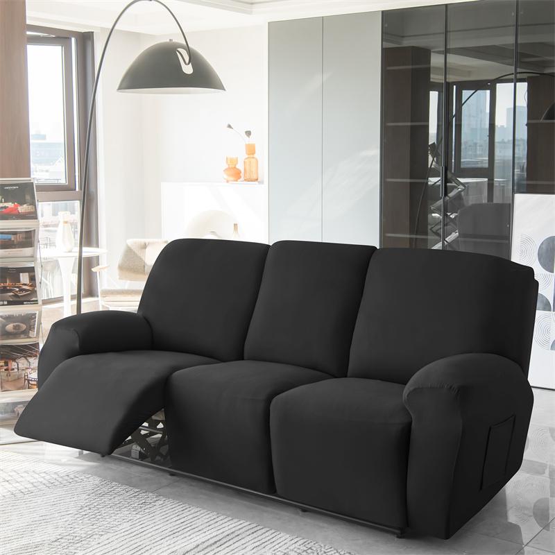 1/2/3 Seater Solid Color Elastic Recliner Sofa Cover Stretch Spandex  Armchair Covers Removable Couch Slipcovers Home
