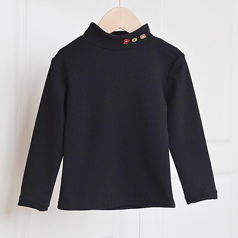 Toddler Kids Half High Neck Long Sleeve Solid Casual Thermal T Shirt Top