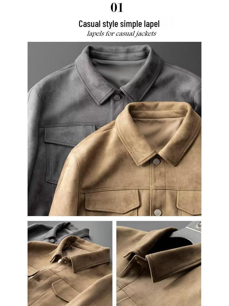 2023 Men's Suede Casual Jacket: Trendy, High-End, Stylish Spring & Autumn Attire
