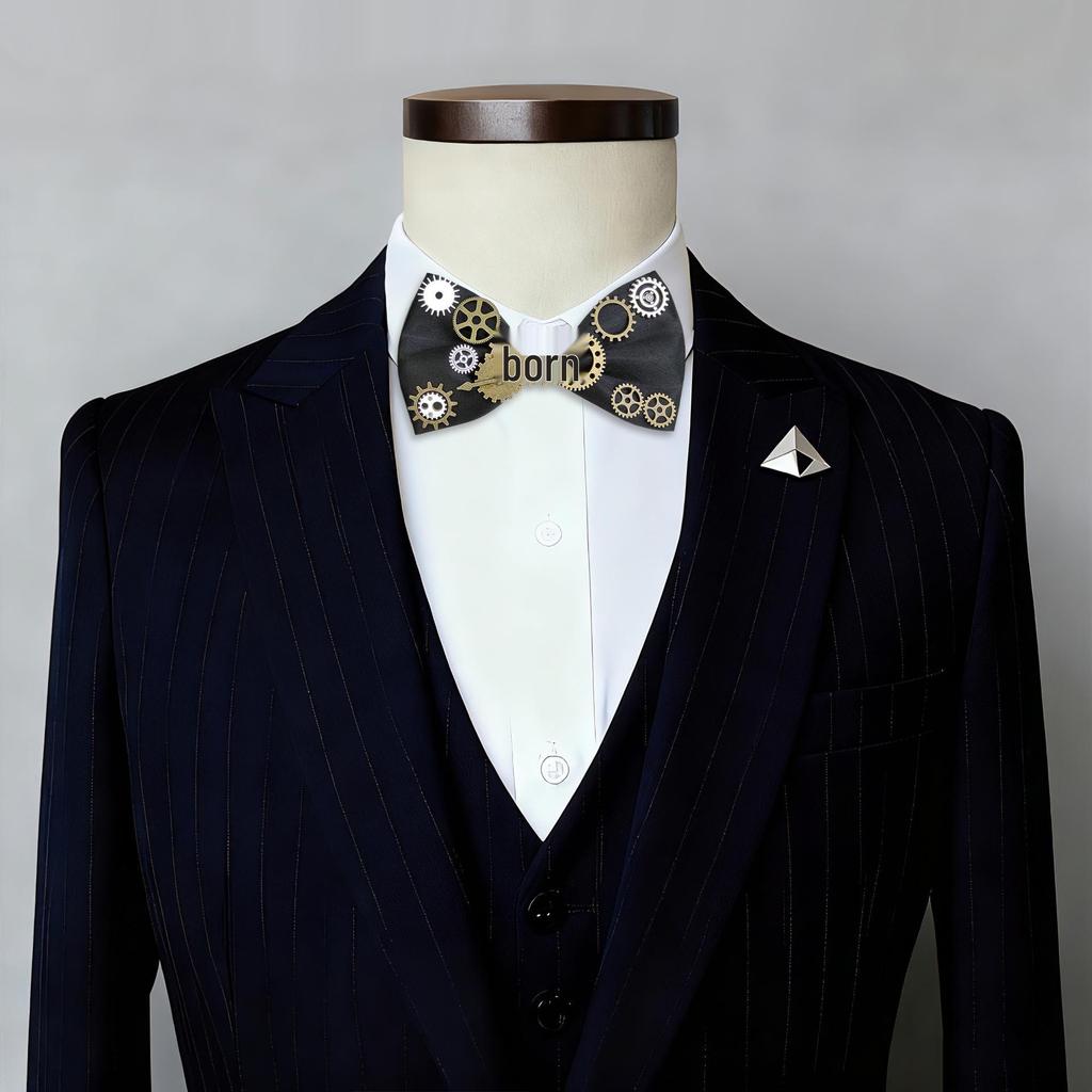 Men's Steampunk Bow Tie Corsage with Bowknot Design