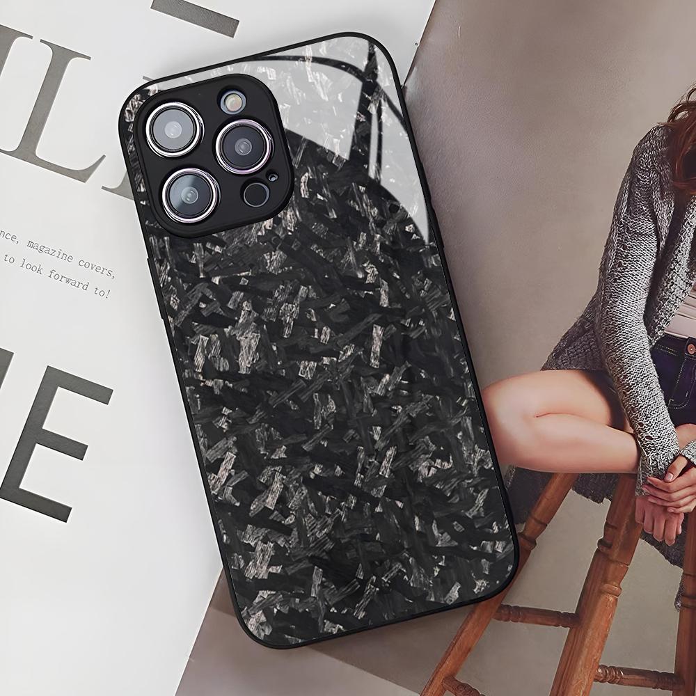 Normal Real Forged Carbon Phone Case for Iphone 16 15 14 12 11 13 Pro Max Mini X Xr Xs Se 8 Puls glass Cover