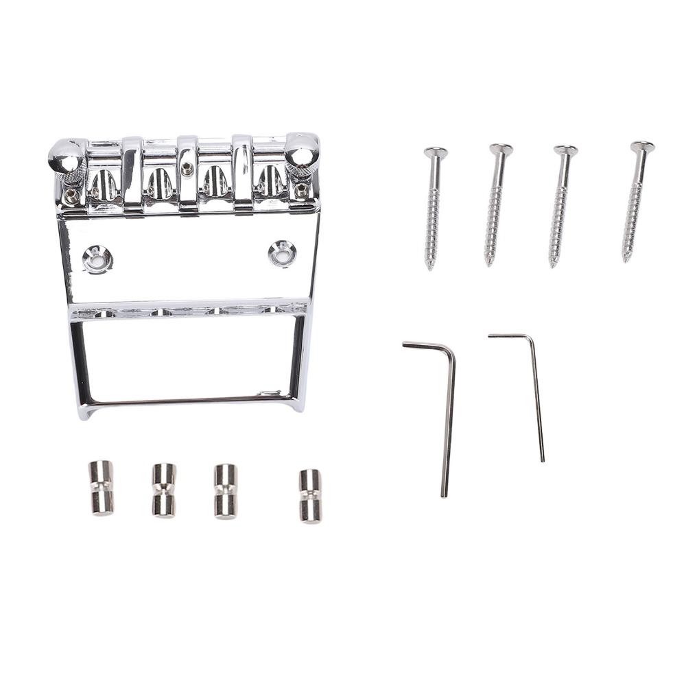Silver Bass Guitar Bridge Metal Hardtail Saddle Bridge Premium Saddle Bridge For Guitar Repair