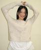 Ronron Vintage Flower Handmade Knit Cardigan Oatmeal