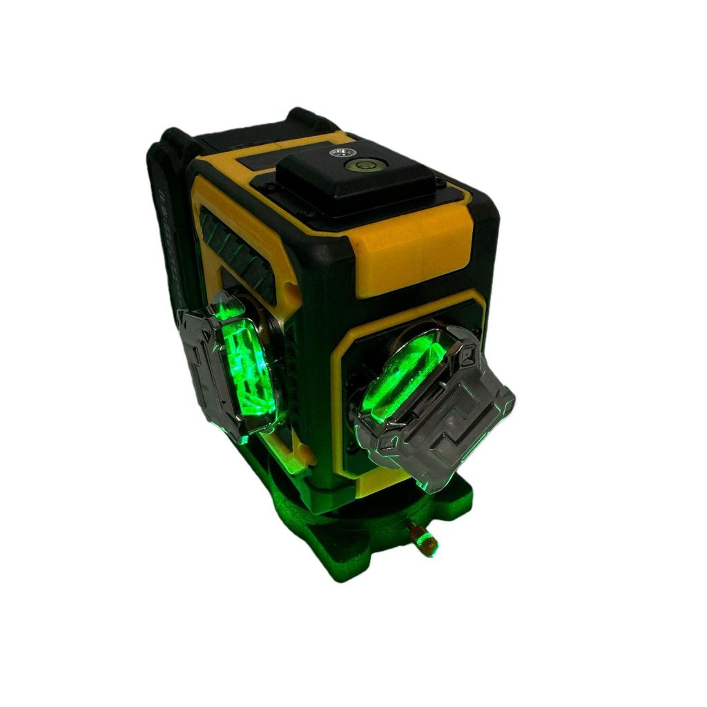 Green Light Laser Level with 12/16 Lines, Rubber-Coated & Drop-Resistant for Decoration and Processing