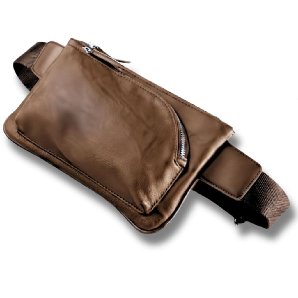 STYLIVA Square Body Slim Shoulder PU Waist Gray Bag, Bag, Leather, 3-Way, Crossbody, Pouch, One-Shoulder, Compact, Hands-Free, Stylish, Black, Brown,