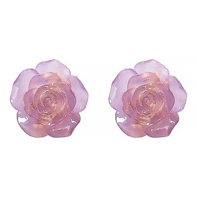 Flower Studs Earrings Women Girls Fashion Acrylic Silver Ear Stud Jewelry Gift Five-petaled Flower