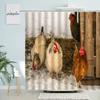 Chicken Shower Curtain Feather Poultry Animals Country Retro Old Farmhouse Barn Bathroom Wall Decor With Hooks Waterproof Screen