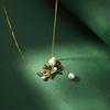 Elegant Bird & Berry Cloisonné Enamel Pearl Necklace with Tassel