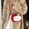 Soft Plush Crossbody Bag Red Small Mobile Phone Bag Kawaii Fruit Shoulder Bag  Girls