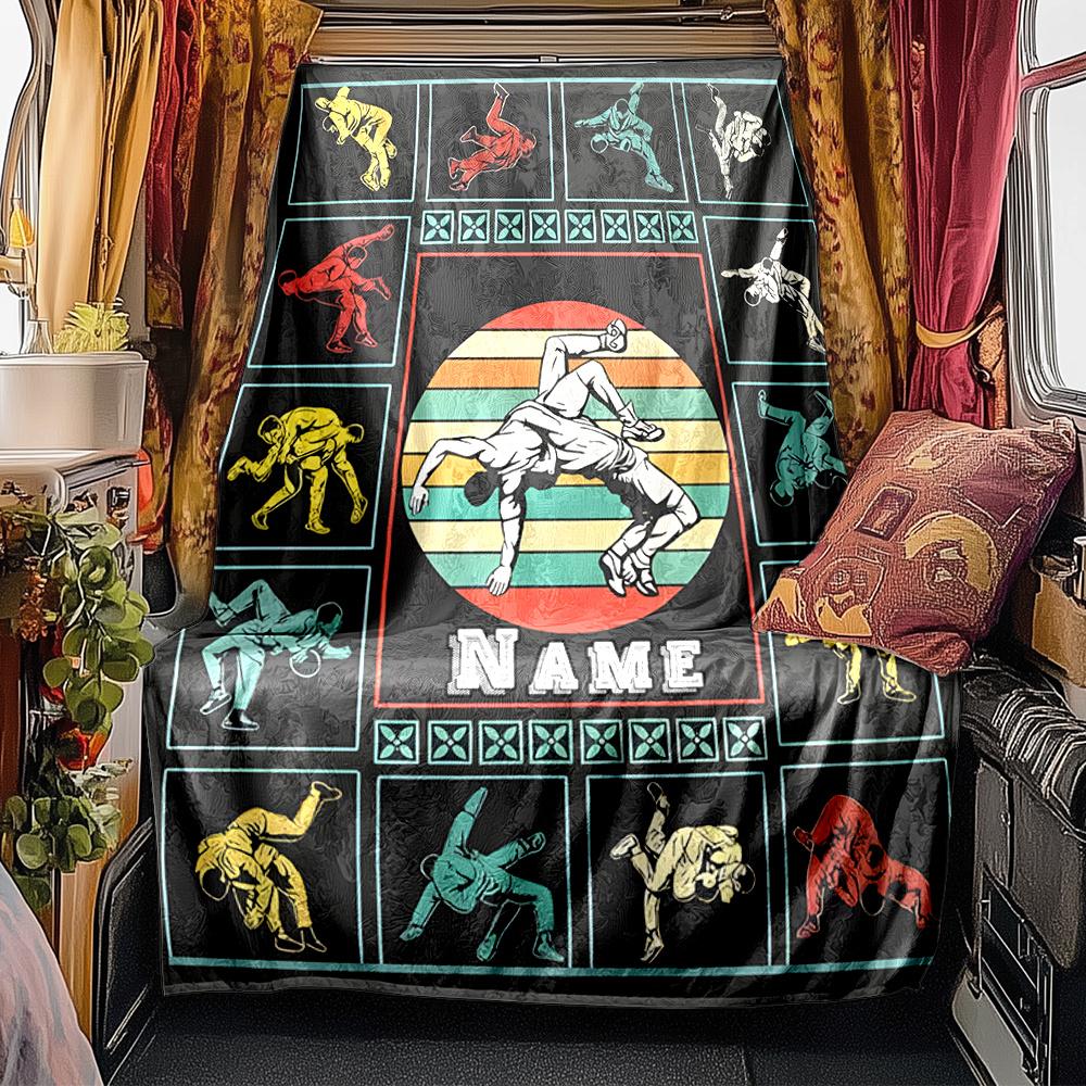 Martial Arts Warriors In Dynamic Poses Blanketcustomizable With Your Namecomfortable And Stylish Perfect For Travel Beds Chairs Offices Sofas