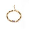 Personalized Inlaid Square Colored Zircon Titanium Steel Jewelry Stainless Steel Thick Chain Simple Women's Bracelet