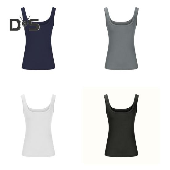 Women Tops U-Neck Sleeveless Slim Fit Solid Color Tank Tops Ribbed Elastic Summer Casual Vest Work Wear