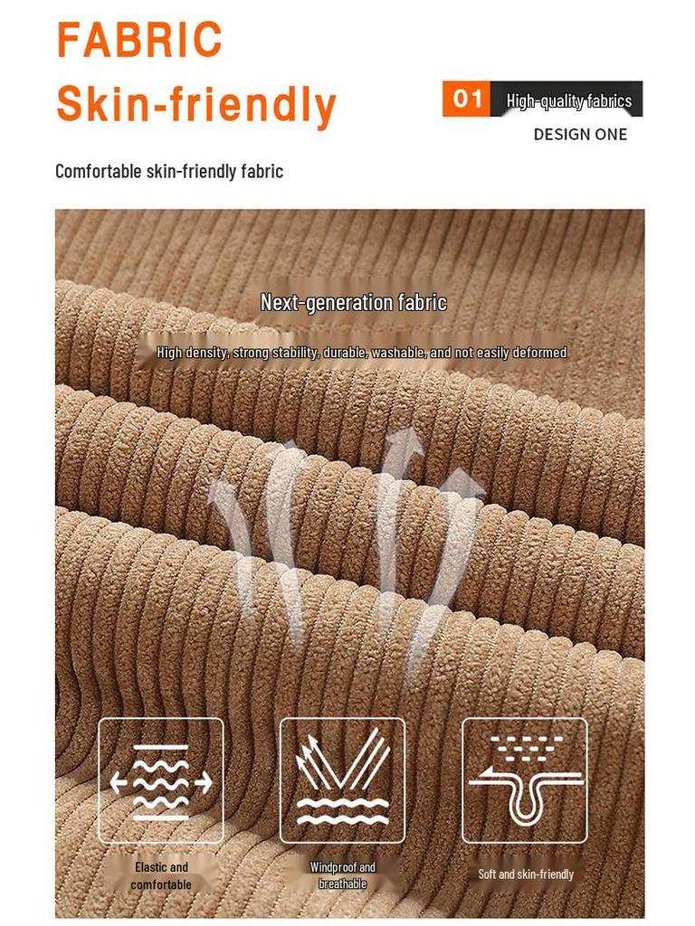 Winter 2025 Men's Lambswool-Lined Corduroy Workwear: Fashionable, Casual, Loose, and Warm Cotton Apparel