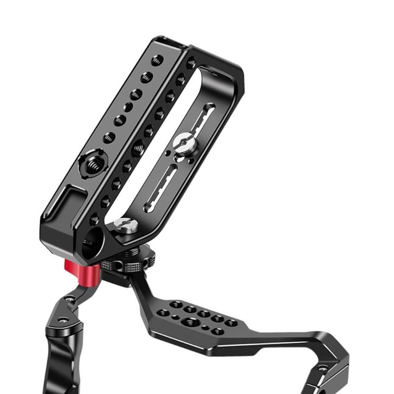 Aluminum Alloy Top Handle Grip DSLR Camera Cage with Double Cold Shoe Mounts 1/4 /3/8 Hole For Accessory Compatibility