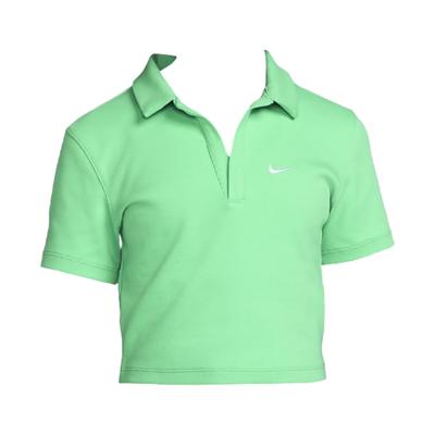 Polo Essencial para Esportes Gola Lisa com Logo Manga Curta Tops Femininos Verde Primavera DV7885-363
