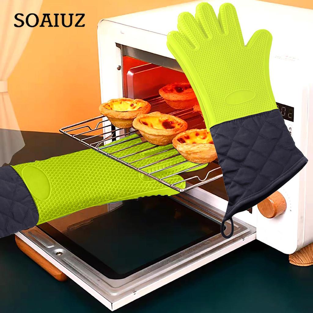 (SU)Kitchen Grill Gloves Silicone Non-Slip Cooking Gloves for Barbecue Cooking