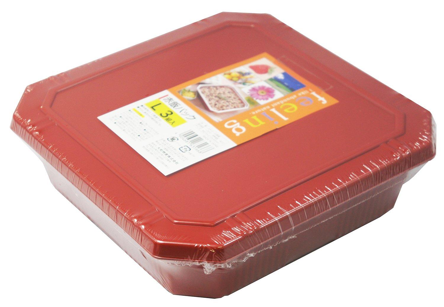 

Yamato Bussan Disposable Bento Box Red L FL Sekihan Pack 3 Sets