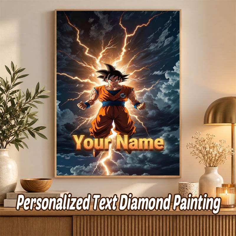Dragon Ball Goku Custom Name Diamond Painting Personalized 5D Full Drill DIY Diamond Art Home Decor