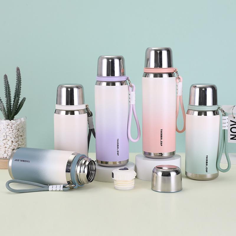 800ml Stainless Steel Thermos Water Bottles with Handheld Rope Outdoor Travel Leak-proof Portable Coffee Cups Drinkware Gifts