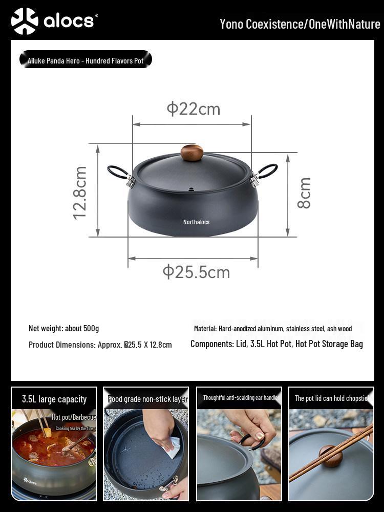 Ailuke Panda Knight Stove Set: Wéilú Portable Gathering Stove, Tea Brewing, Fire Pit, Camping BBQ, Multi-functional Cookware.