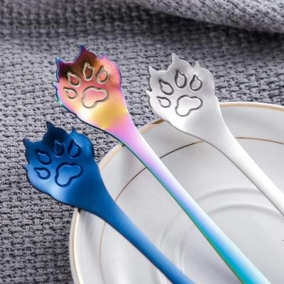 304 Stainless Steel Funny Cat Paw Teaspoon Kitchen Tableware Dessert Tea Accessories Coffee Spoon Dog Paw Spoon