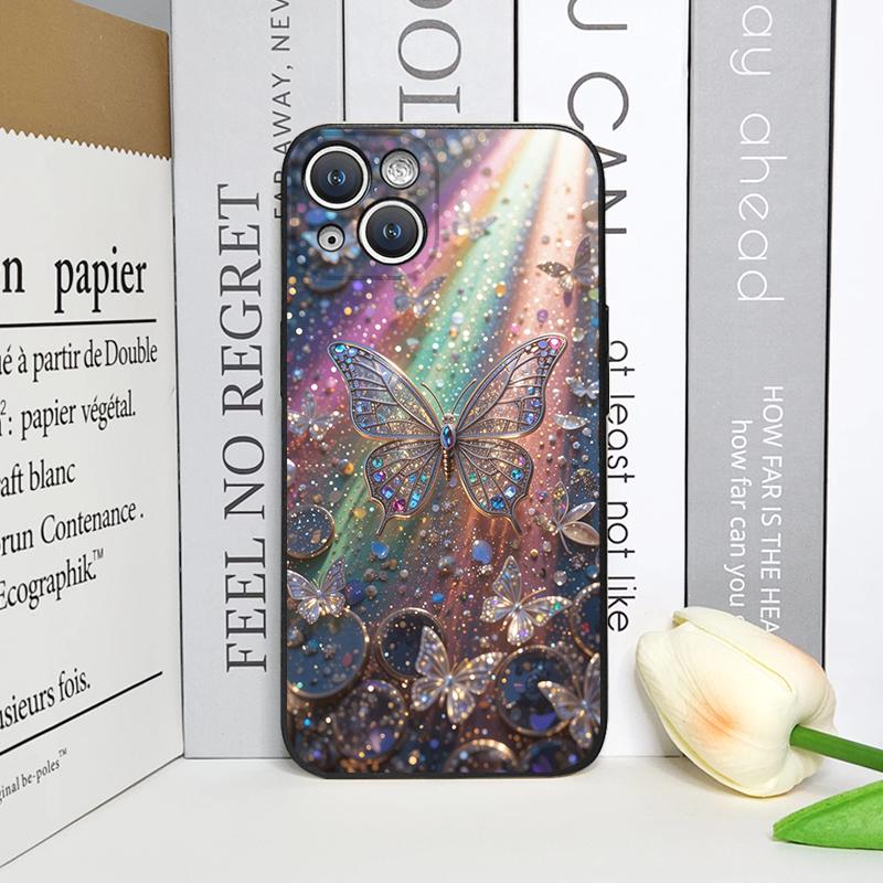 Luxury Art Butterfly Flower Pattern Phone Case for IPhone 17 16 12 11 14 Plus 13 15 Pro Max Mini X XS XR Shockproof Soft Covers