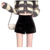 Women's Petite High-Waist Black Velvet Shorts - Autumn/Winter 2025 Collection