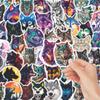 50 Sheets Wolf Cartoon Stickers: Waterproof, DIY, Decorative for Notebooks & Suitcases.