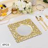 6pcs 12Inch Mirror Gold Decorative Charger Plates, Elegant Square Dinner Plates for Wedding, Party, Festive Dining Table Setting
