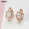 SIMJOO Zircon Earrings for Ladies Fashion Flower Crystal Jewelry