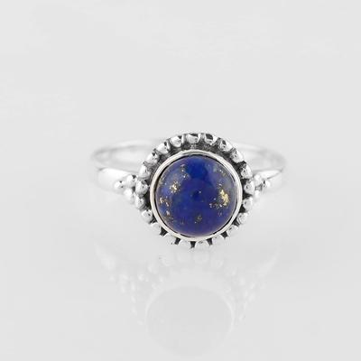 Lapislazuli Edelsteinring, Solider 925 Sterlingsilberring, Handgefertigter Designerring, Böhmischer Ring, Geschenk für Sie