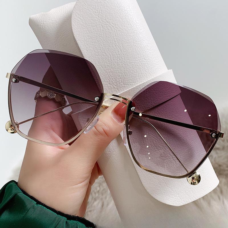 

Безрамные солнцезащитные очки с обрезанными краями, модные солнцезащитные очки Xiaohongshu с большим лицом, модные темпераментные солнцезащитные очки для похудения