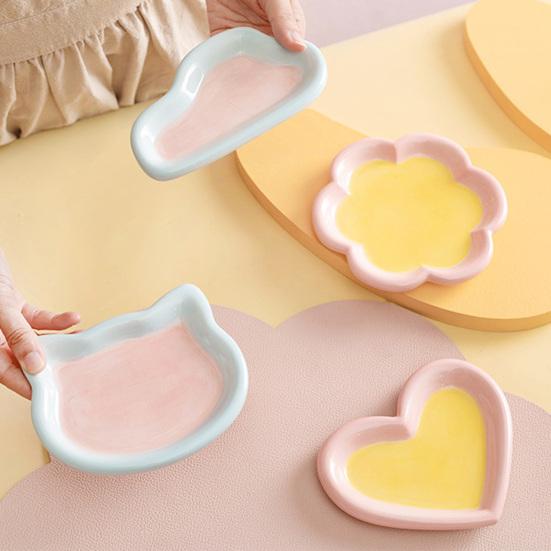 Ceramic Cats Feeding Bowl Whisker Friendly Kitten Food Dish Wide Shallow Pet Feeder