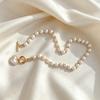 Japanese Korean Simple One Arrow Heart Imitation Pearl Necklace Niche Design Sweet Beaded Short Necklace Accessory