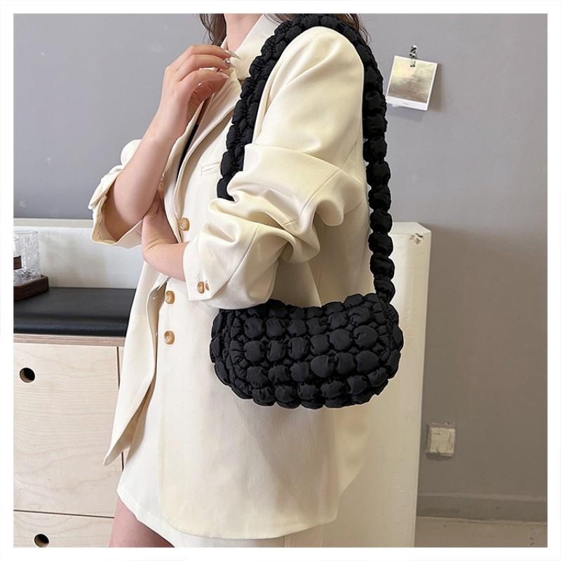 Korean Bag Women 2025 New All-matching Round Bubble Pleated Cross-body